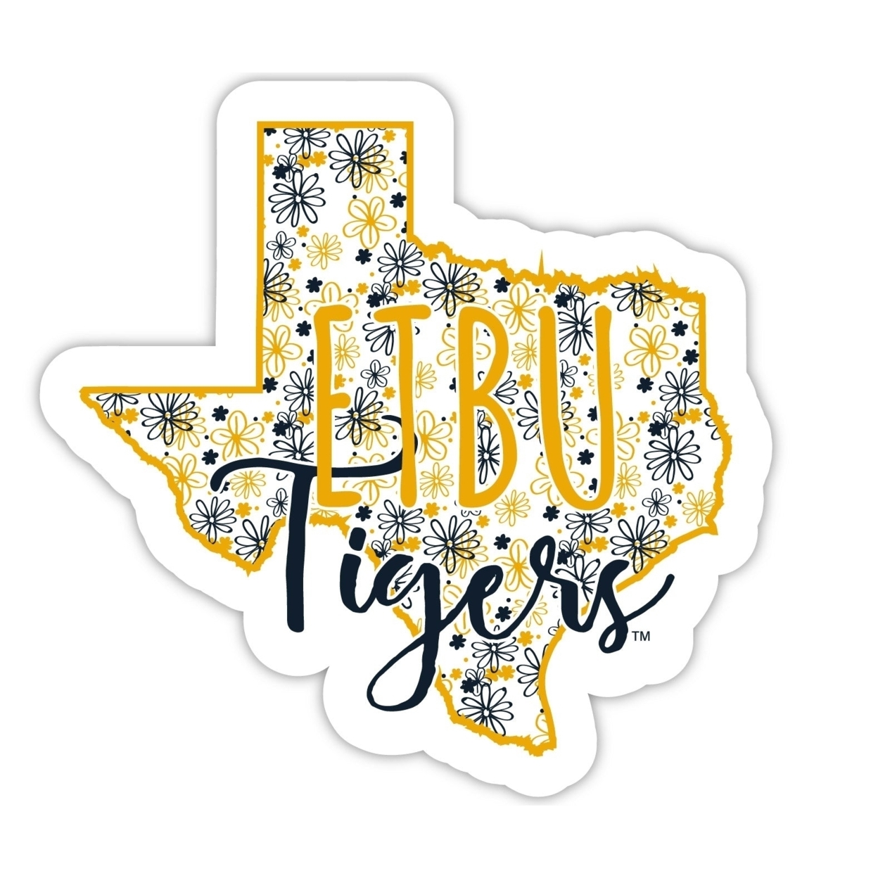 East Texas Baptist University Floral State Die Cut Decal 4-Inch