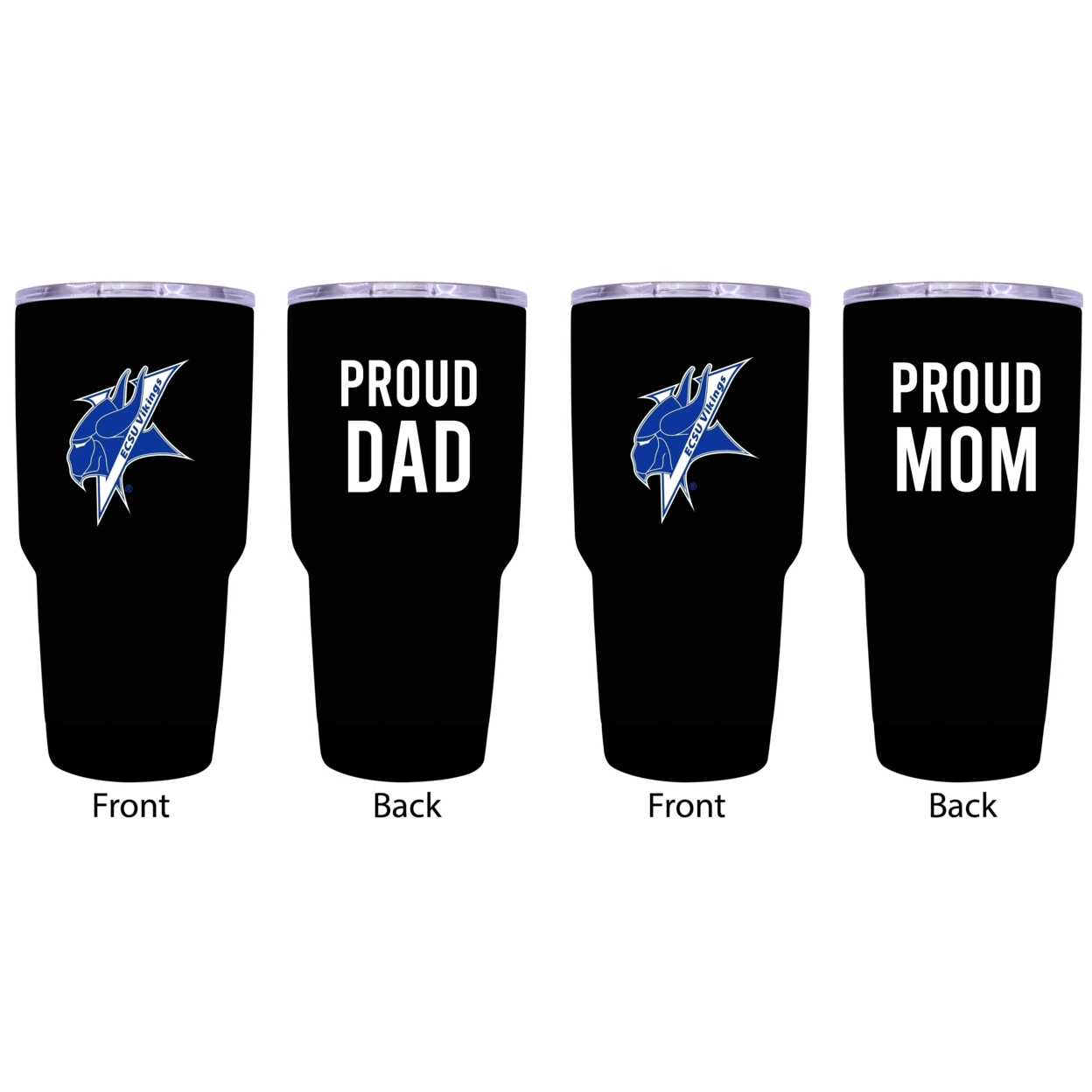 Elizabeth City State University Proud Mom And Dad 24 Oz Insulated Stainless Steel Tumblers 2 Pack Black.