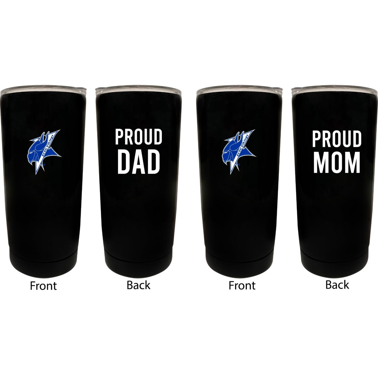 Elizabeth City State University Proud Mom And Dad 16 Oz Insulated Stainless Steel Tumblers 2 Pack Black.