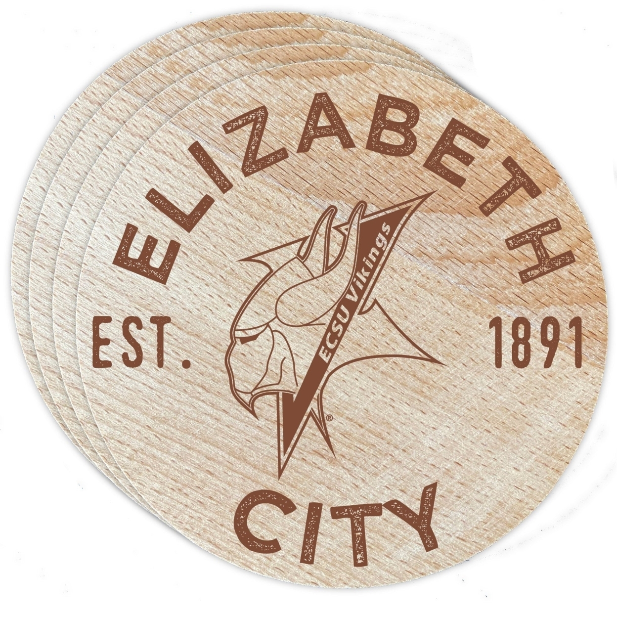 Elizabeth City State University Wood Coaster Engraved 4 Pack