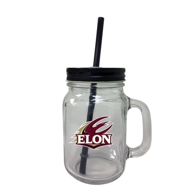 Elon University Mason Jar Glass
