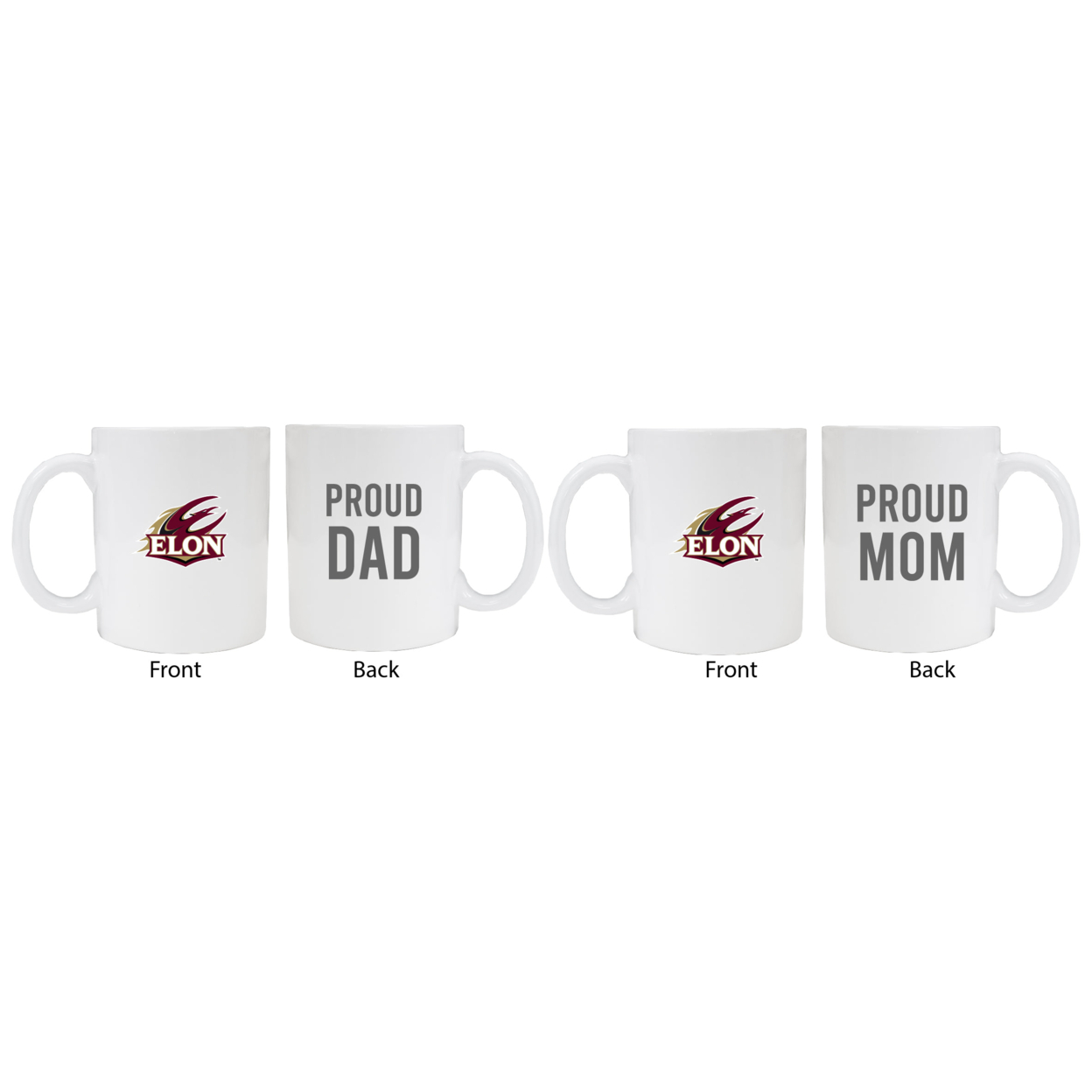 Elon University Proud Mom And Dad White Ceramic Coffee Mug 2 Pack (White).