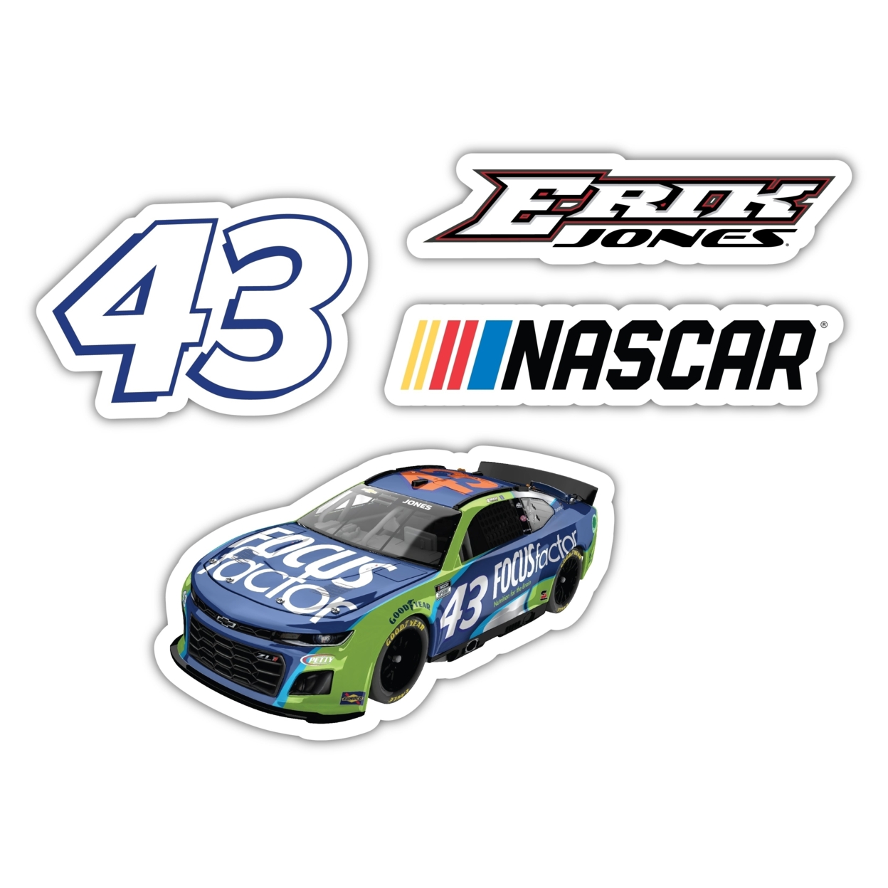 Erik Jones #43 NASCAR Cup Series 4 Pack Laser Cut Decal