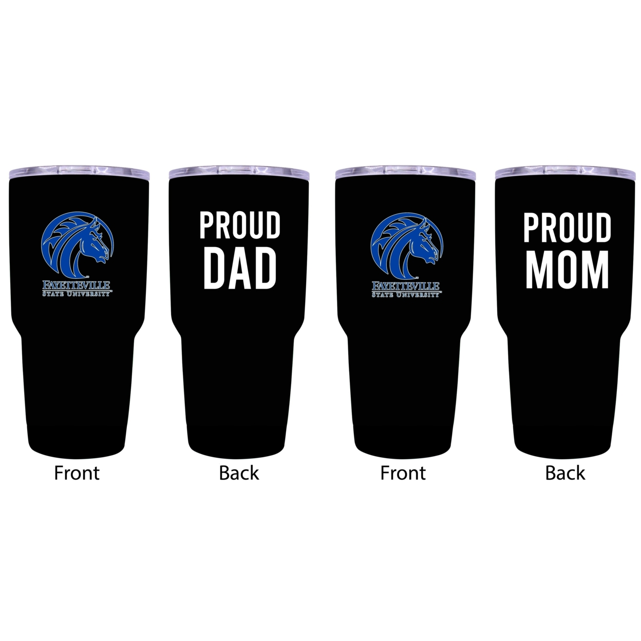 Fayetteville State University Proud Mom And Dad 24 Oz Insulated Stainless Steel Tumblers 2 Pack Black.