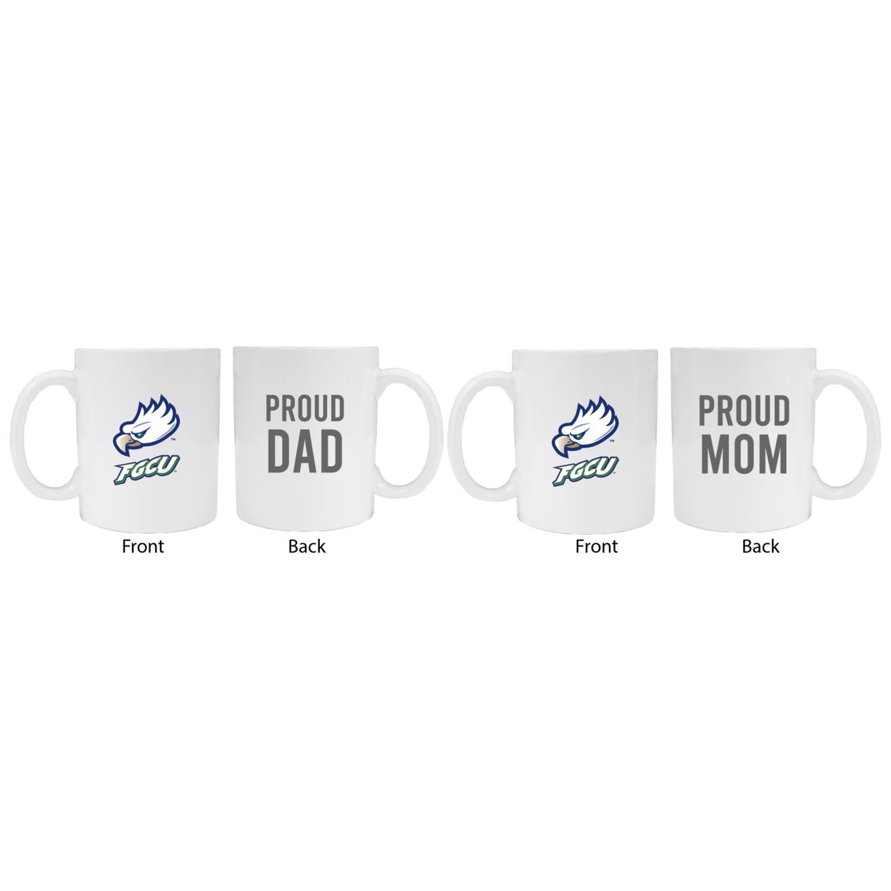 Florida Gulf Coast Eagles Proud Mom And Dad White Ceramic Coffee Mug 2 Pack (White).