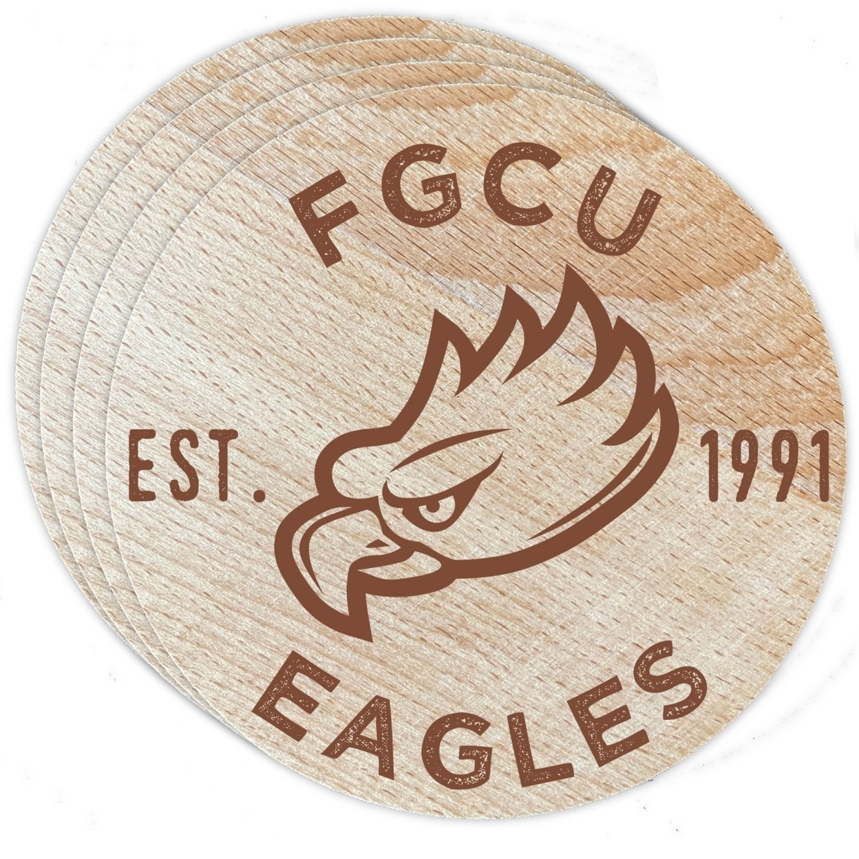 Florida Gulf Coast Eagles Wood Coaster Engraved 4 Pack