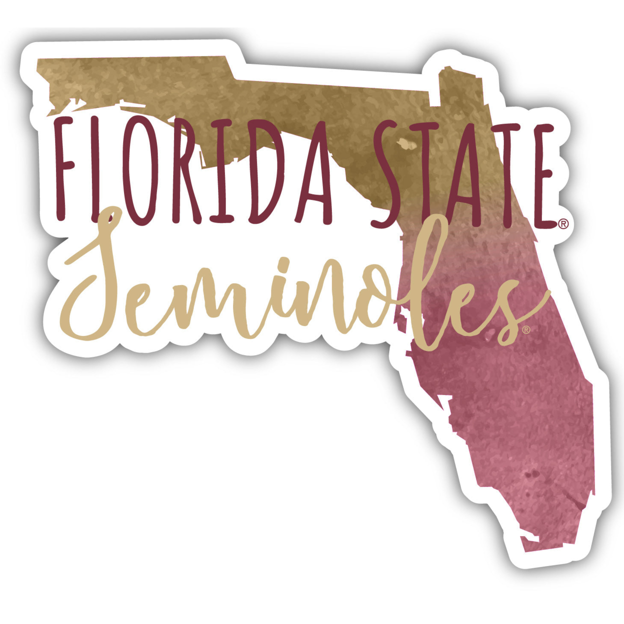 Florida State Seminoles Watercolor State Die Cut Decal 2-Inch