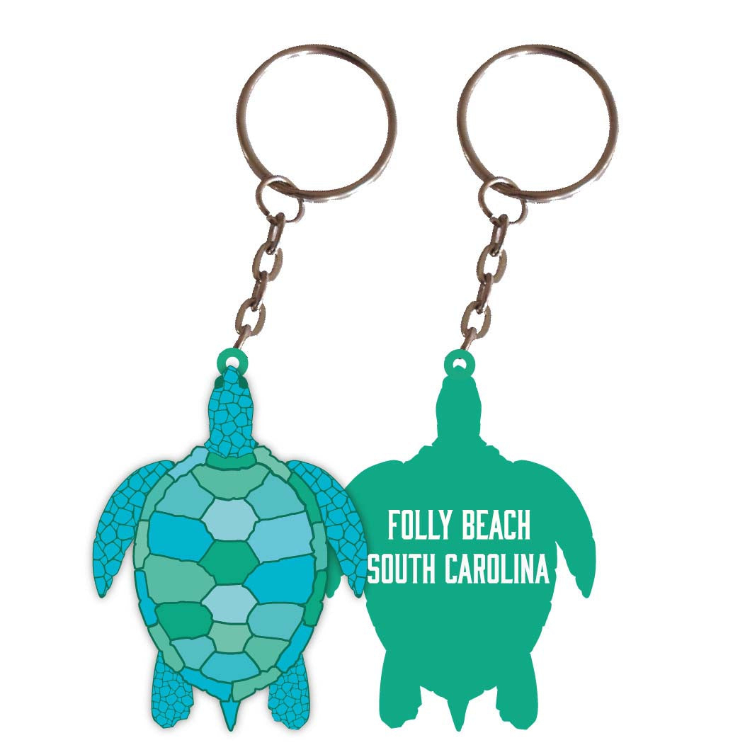 Folly Beach South Carolina Turtle Metal Keychain