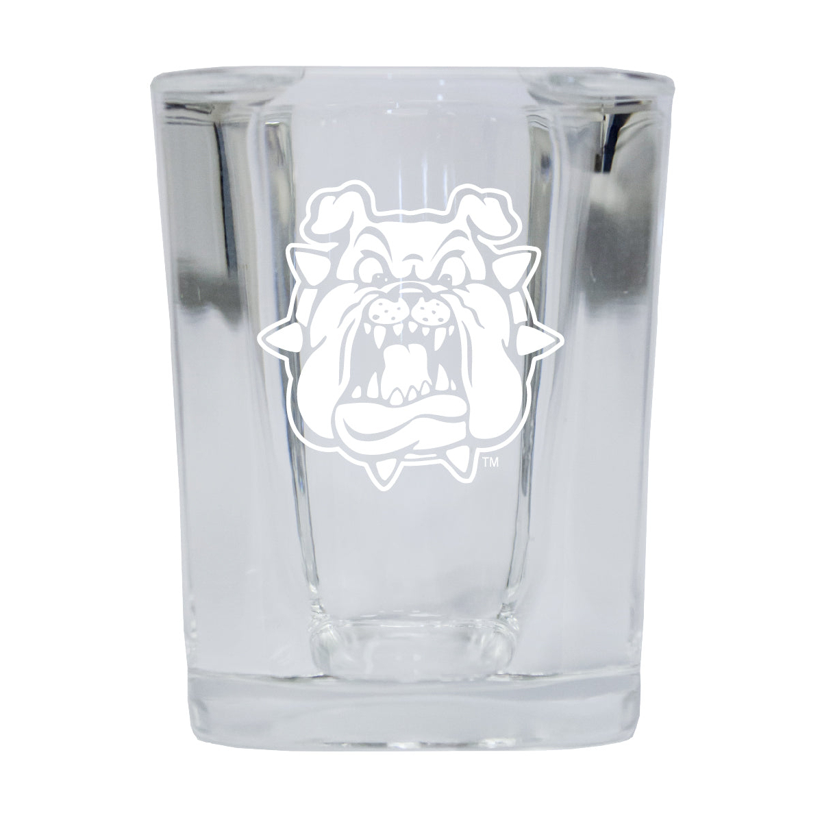Fresno State Bulldogs 2 Ounce Square Shot Glass Laser Etched Logo Design