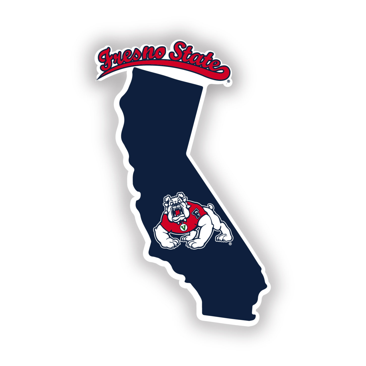 Fresno State Bulldogs 4 Inch State Shape Vinyl Decal Sticker