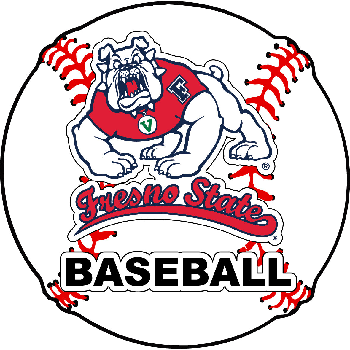 Fresno State Bulldogs 4-Inch Round Baseball Vinyl Decal Sticker