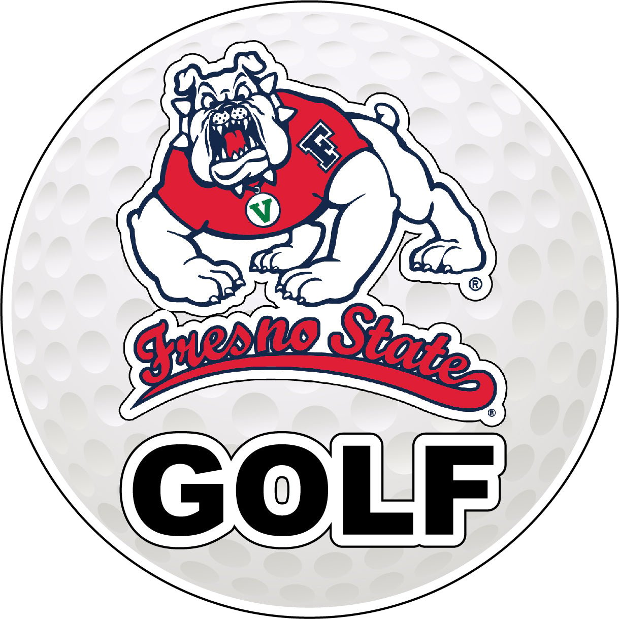Fresno State Bulldogs 4-Inch Round Golf Ball Vinyl Decal Sticker