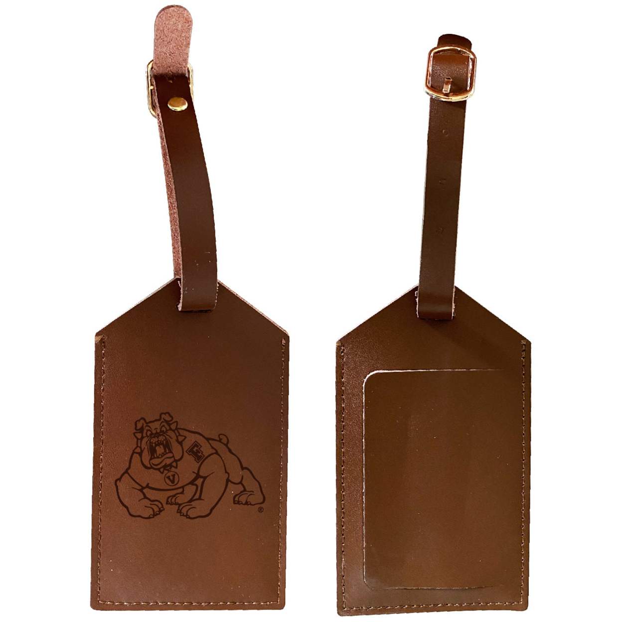 Fresno State Bulldogs Leather Luggage Tag Engraved