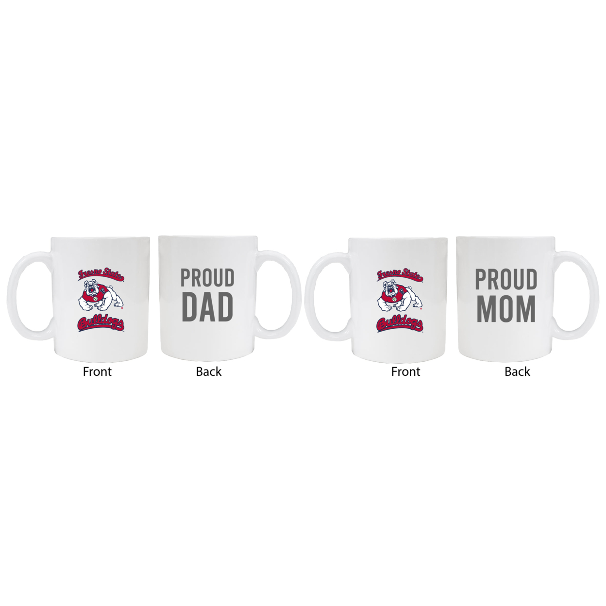 Fresno State Bulldogs Proud Mom And Dad White Ceramic Coffee Mug 2 Pack (White).