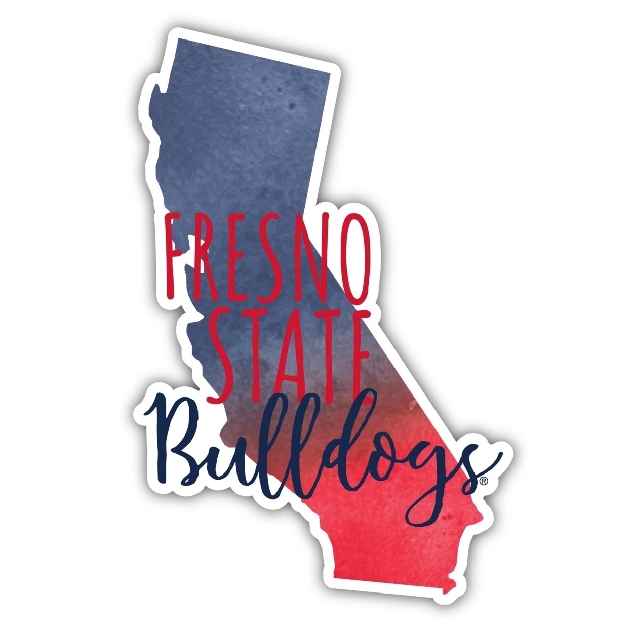 Fresno State Bulldogs Watercolor State Die Cut Decal 2-Inch