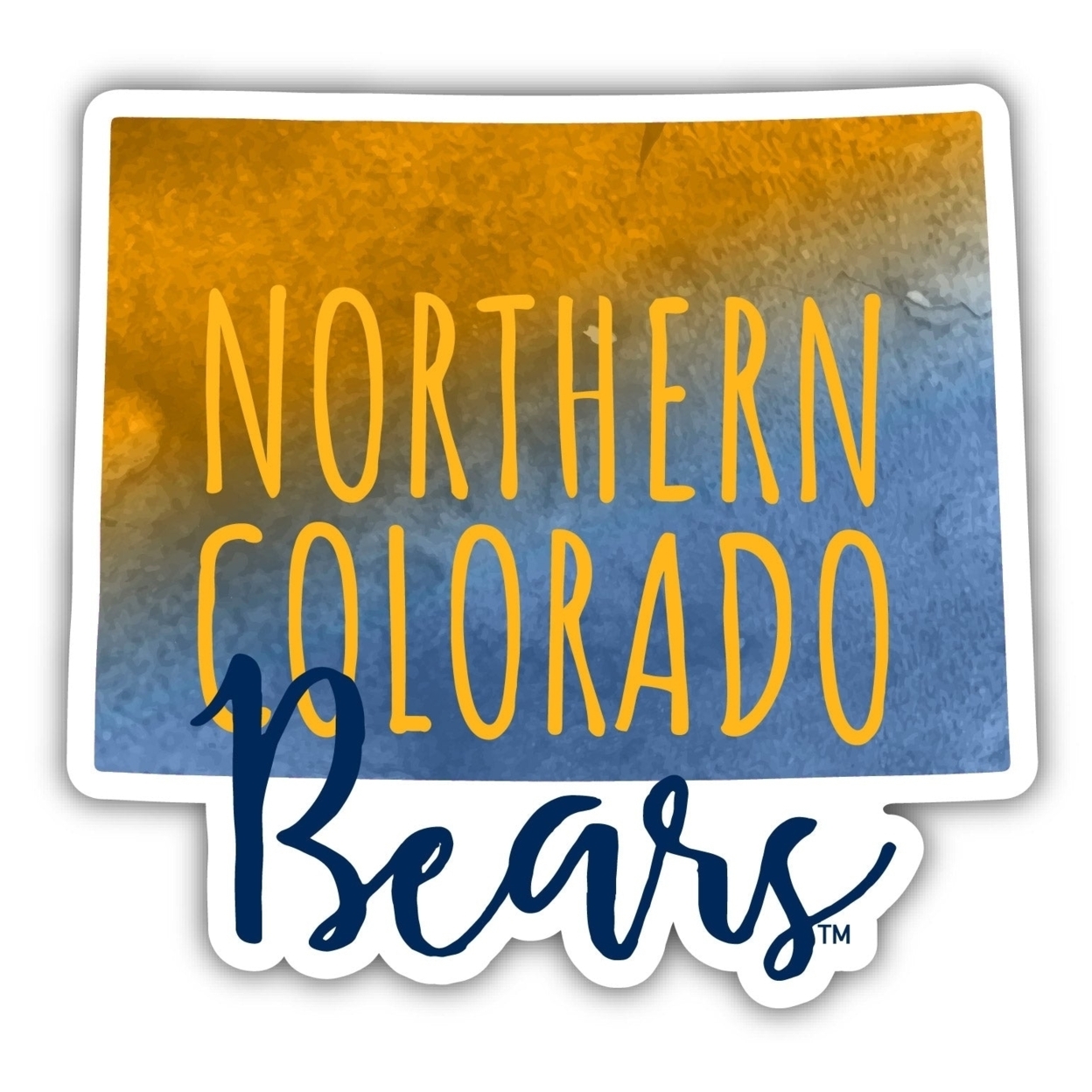 Northern Colorado Bears Watercolor State Die Cut Decal 4-Inch