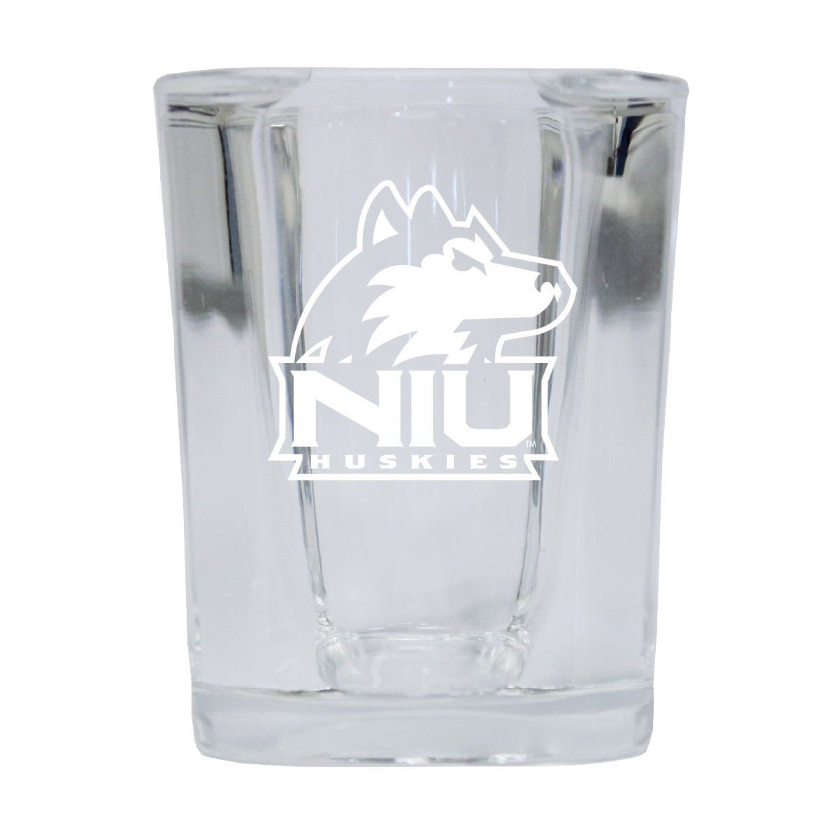 Northern Illinois Huskies 2 Ounce Square Shot Glass Laser Etched Logo Design