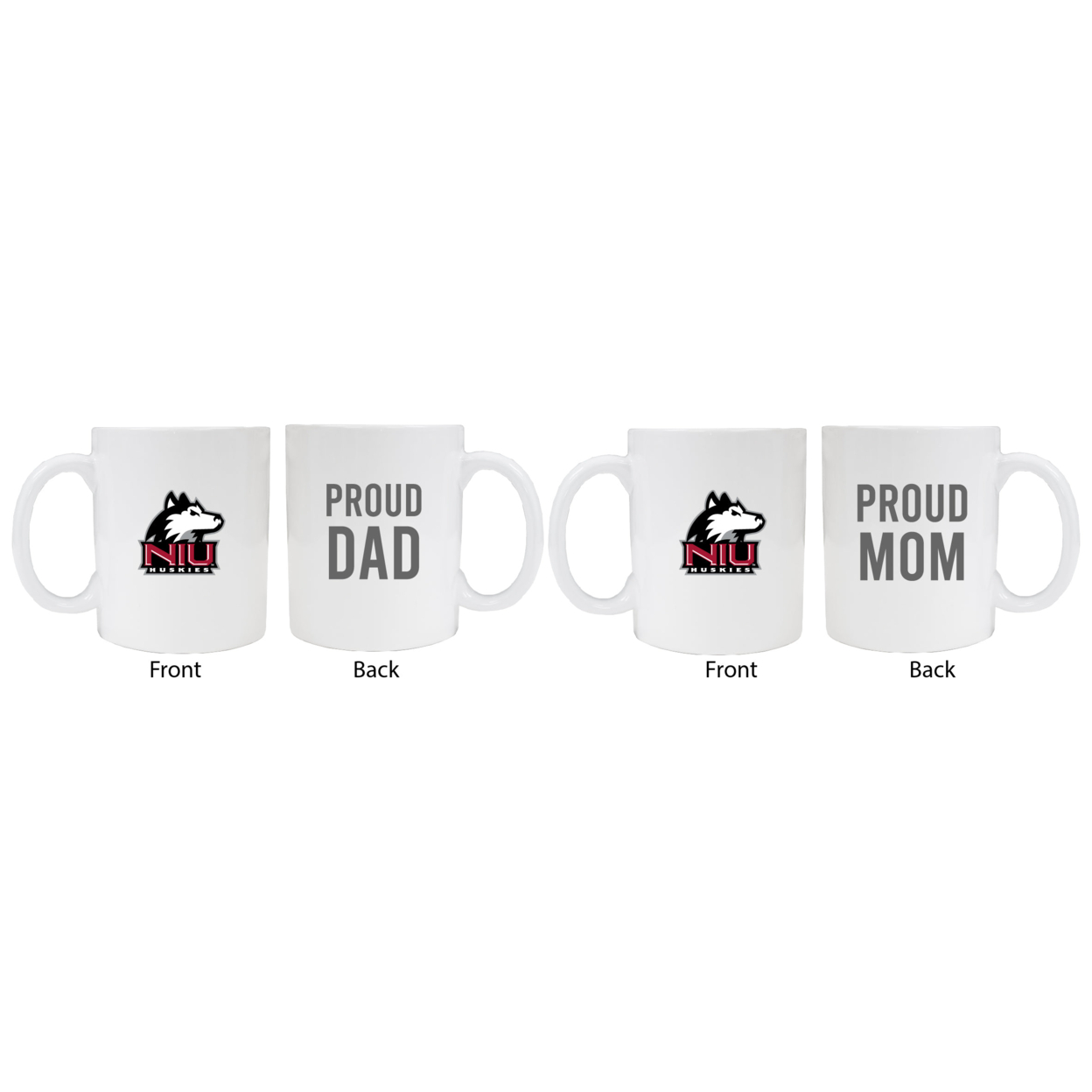 Northern Illinois Huskies Proud Mom And Dad White Ceramic Coffee Mug 2 Pack (White).