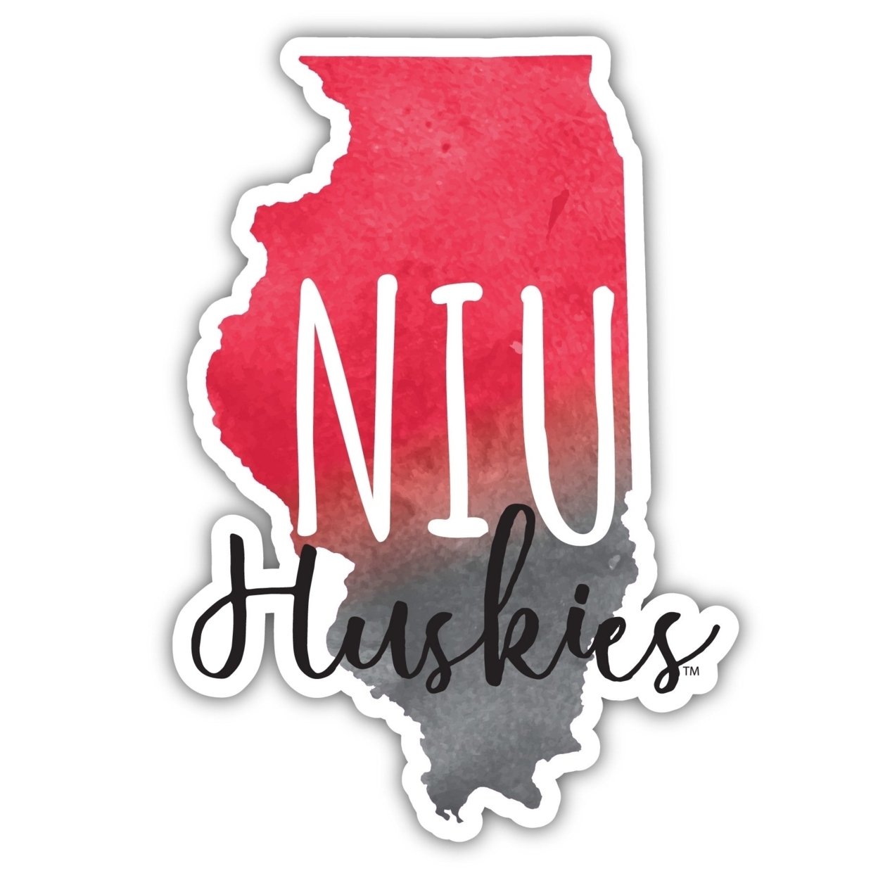 Northern Illinois Huskies Watercolor State Die Cut Decal 2-Inch