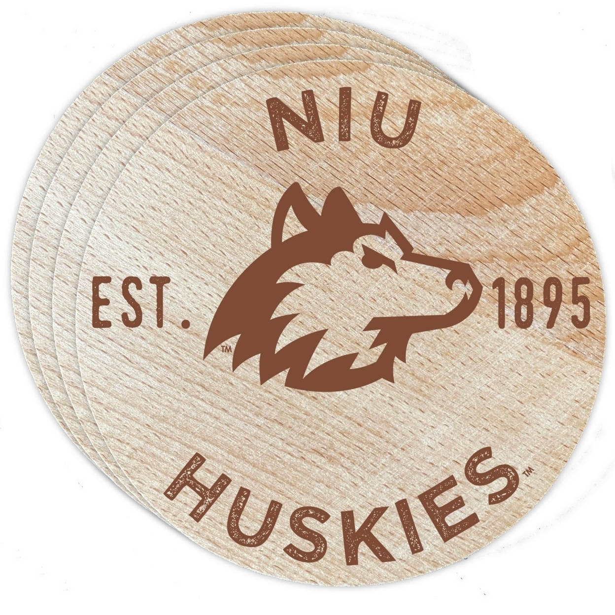 Northern Illinois Huskies Wood Coaster Engraved 4 Pack