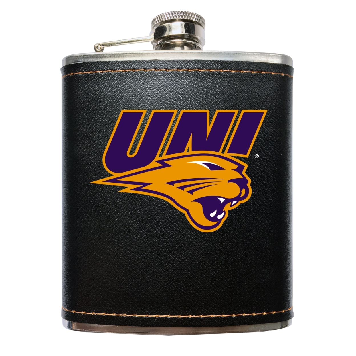 Northern Iowa Panthers Black Stainless Steel 7 Oz Flask