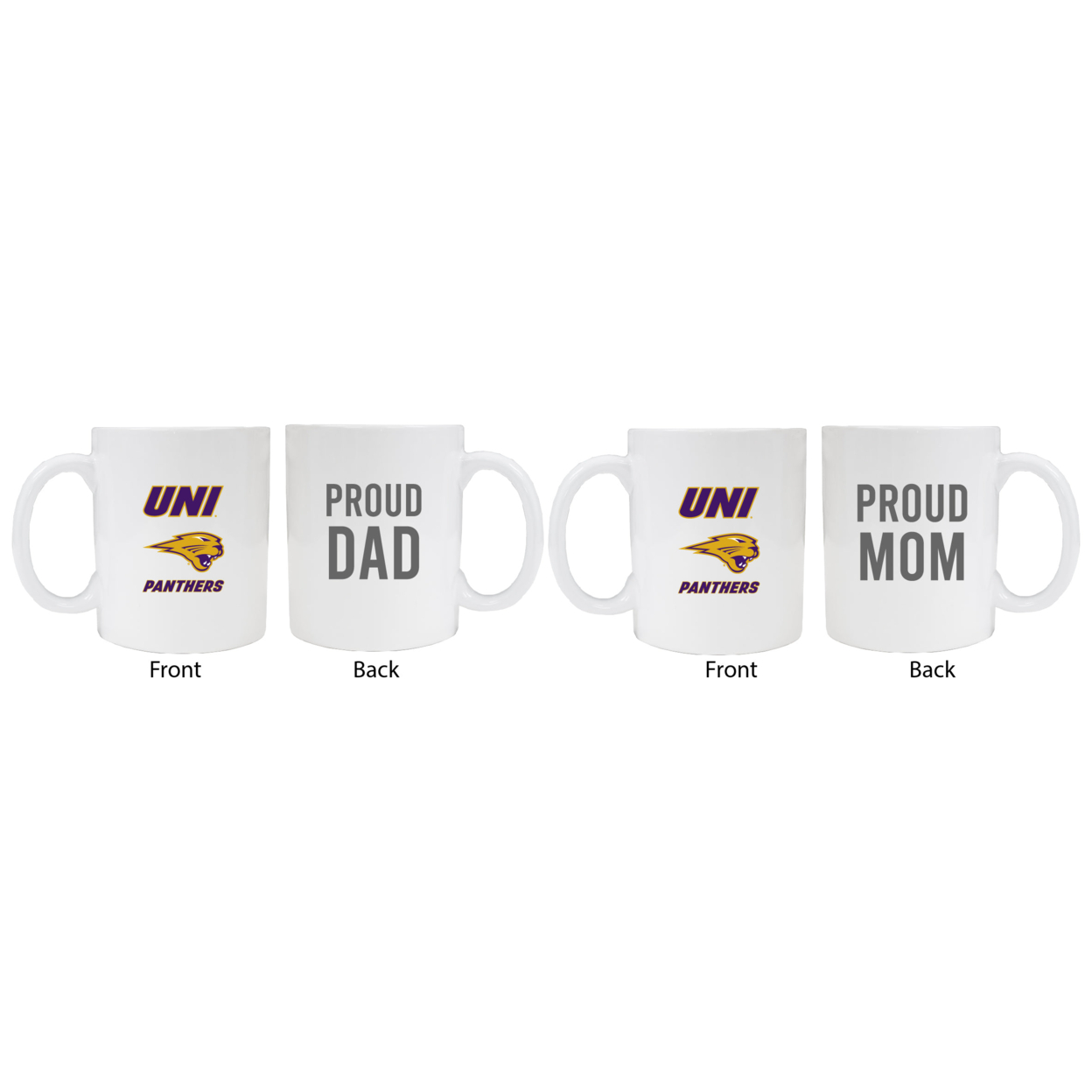 Northern Iowa Panthers Proud Mom And Dad White Ceramic Coffee Mug 2 Pack (White).