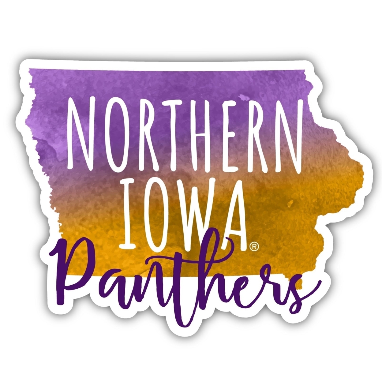 Northern Iowa Panthers Watercolor State Die Cut Decal 4-Inch