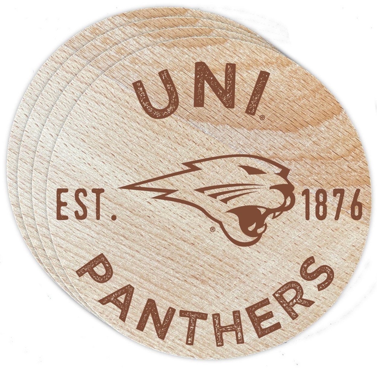 Northern Iowa Panthers Wood Coaster Engraved 4 Pack