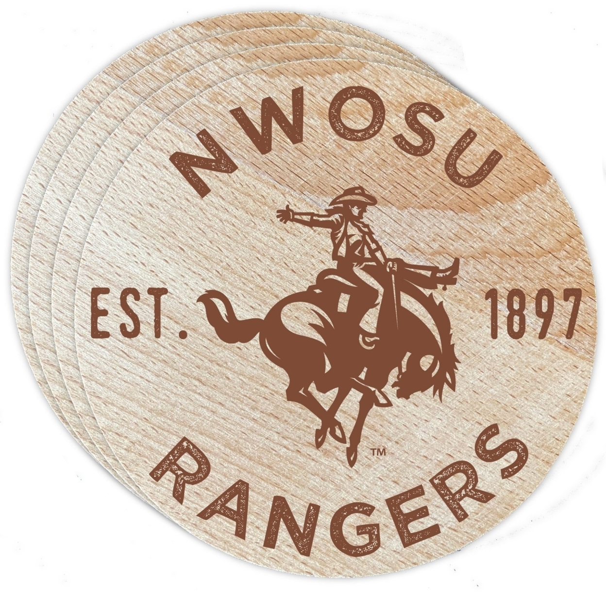 Northwestern Oklahoma State University Wood Coaster Engraved 4 Pack