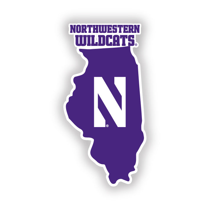 Northwestern University Wildcats 4 Inch State Shape Vinyl Decal Sticker