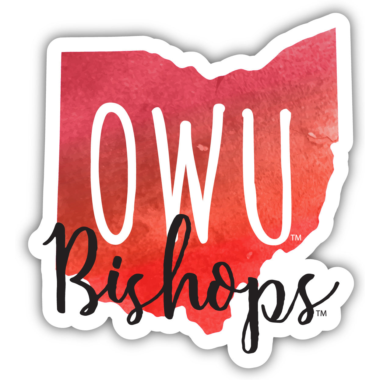 Ohio Wesleyan University Watercolor State Die Cut Decal 4-Inch