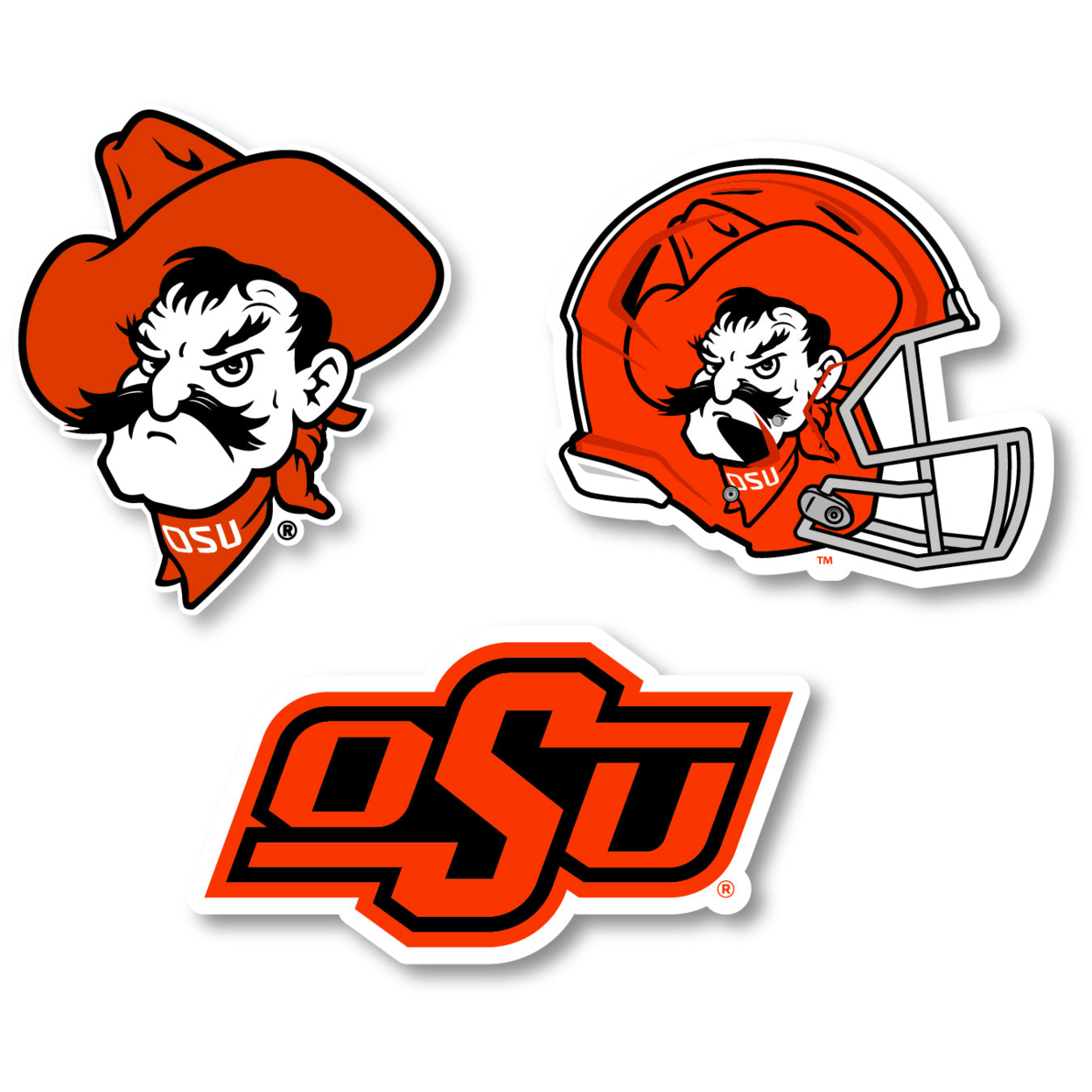 Oklahoma State Cowboys Vinyl Decal Sticker 3 Pack 4-Inch Each