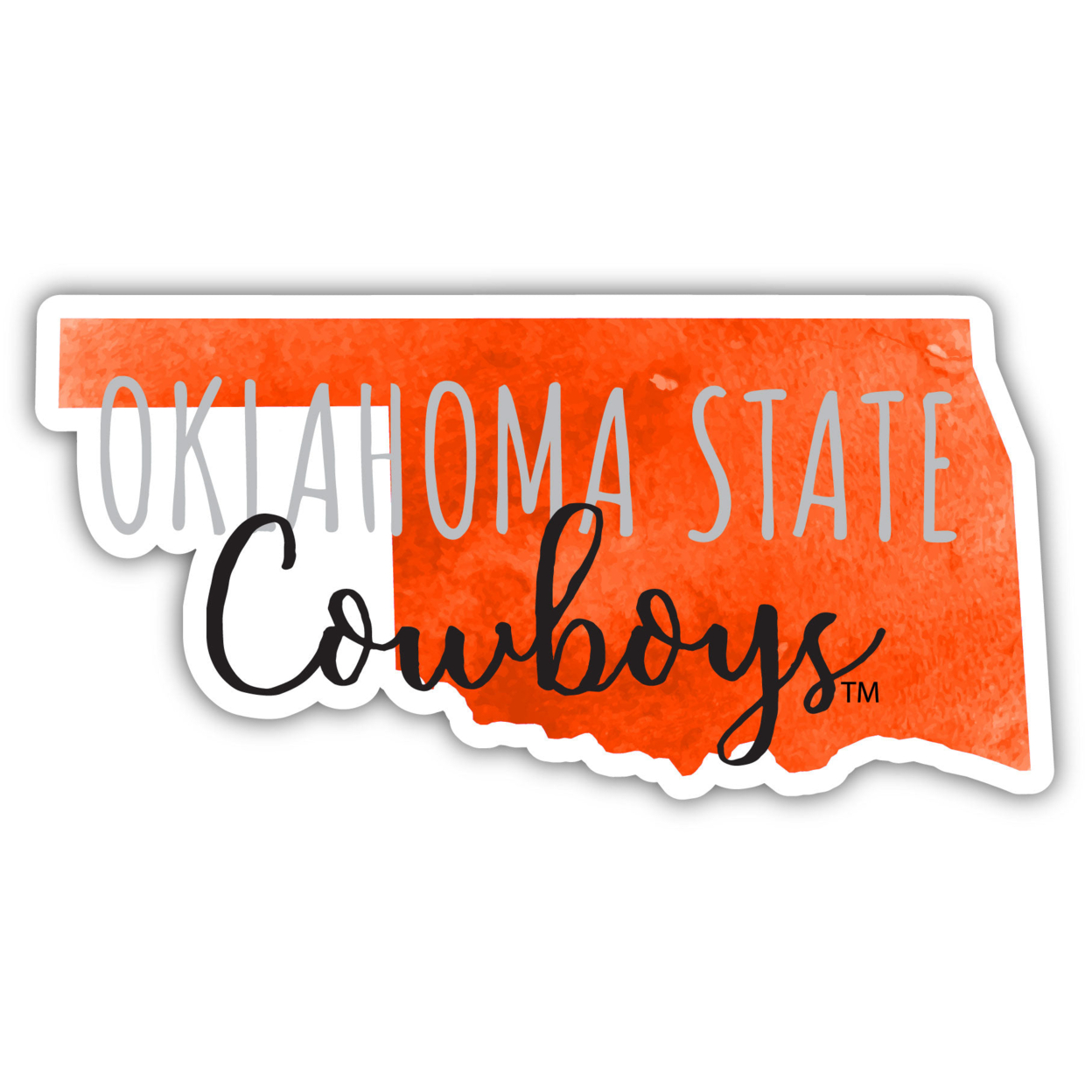 Oklahoma State Cowboys Watercolor State Die Cut Decal 2-Inch