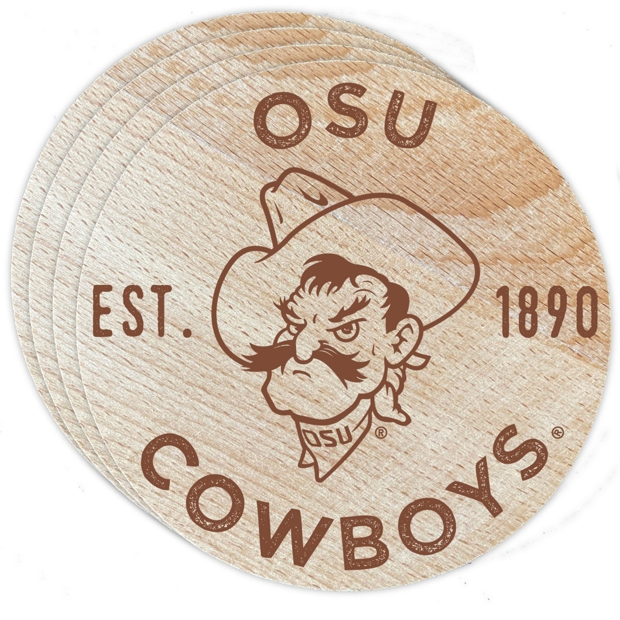 Oklahoma State Cowboys Wood Coaster Engraved 4 Pack