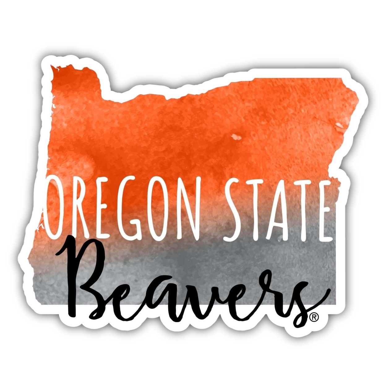 Oregon State Beavers Watercolor State Die Cut Decal 4-Inch