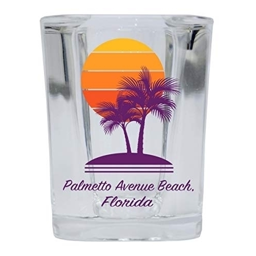 Palmetto Avenue Beach Florida Souvenir 2 Ounce Square Shot Glass Palm Design