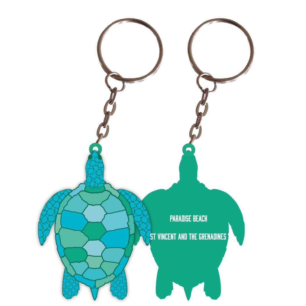 Paradise Beach St Vincent And The Grenadines Turtle Metal Keychain