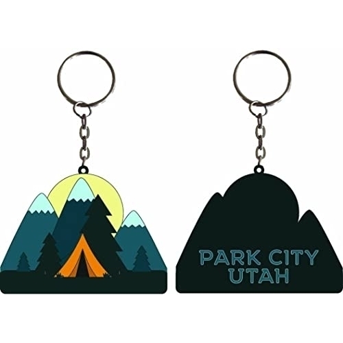 Park City Utah Souvenir Tent Metal Keychain