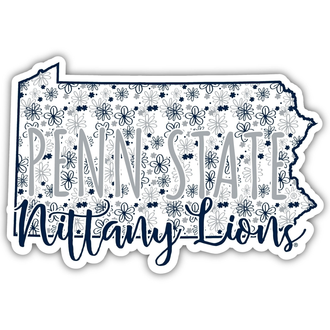 Penn State Nittany Lions Floral State Die Cut Decal 4-Inch