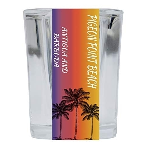 Pigeon Point Beach Antigua And Barbuda 2 Ounce Square Shot Glass Palm Tree Design