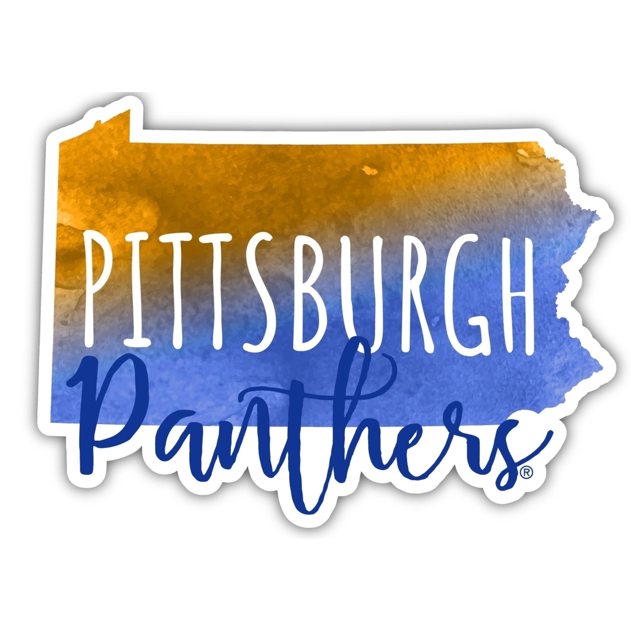 Pittsburgh Panthers Watercolor State Die Cut Decal 2-Inch