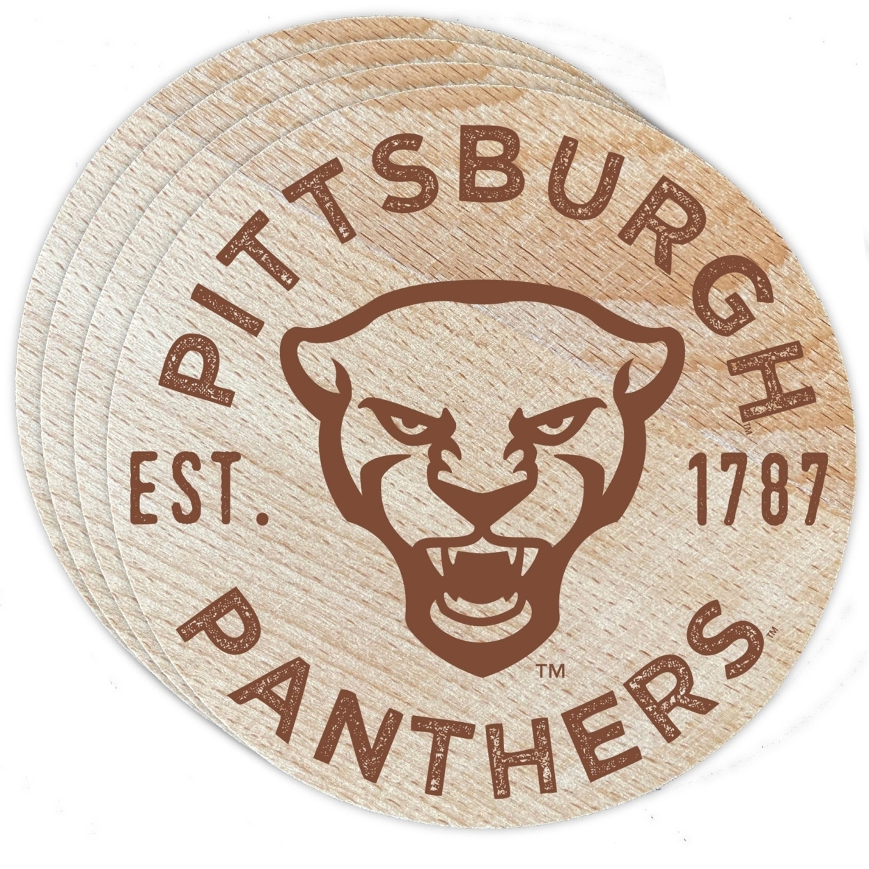 Pittsburgh Panthers Wood Coaster Engraved 4 Pack