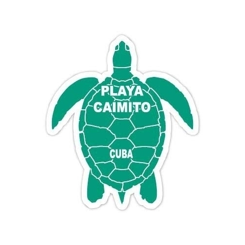 Playa Caimito Cuba 4 Inch Green Turtle Shape Decal Sticker