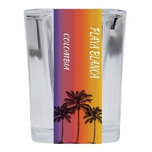 Playa Blanca Colombia 2 Ounce Square Shot Glass Palm Tree Design