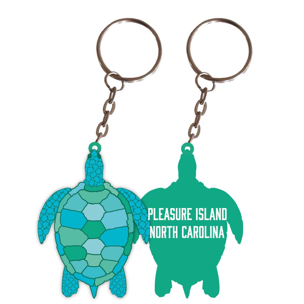 Pleasure Island North Carolina Turtle Metal Keychain