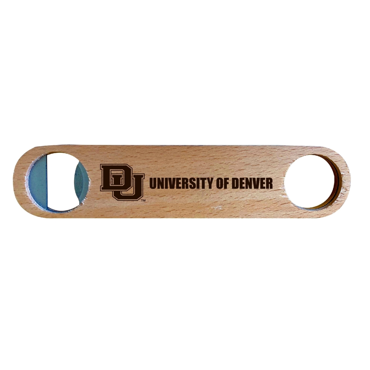 University Of Denver Pioneers Laser Etched Wooden Bottle Opener College Logo Design