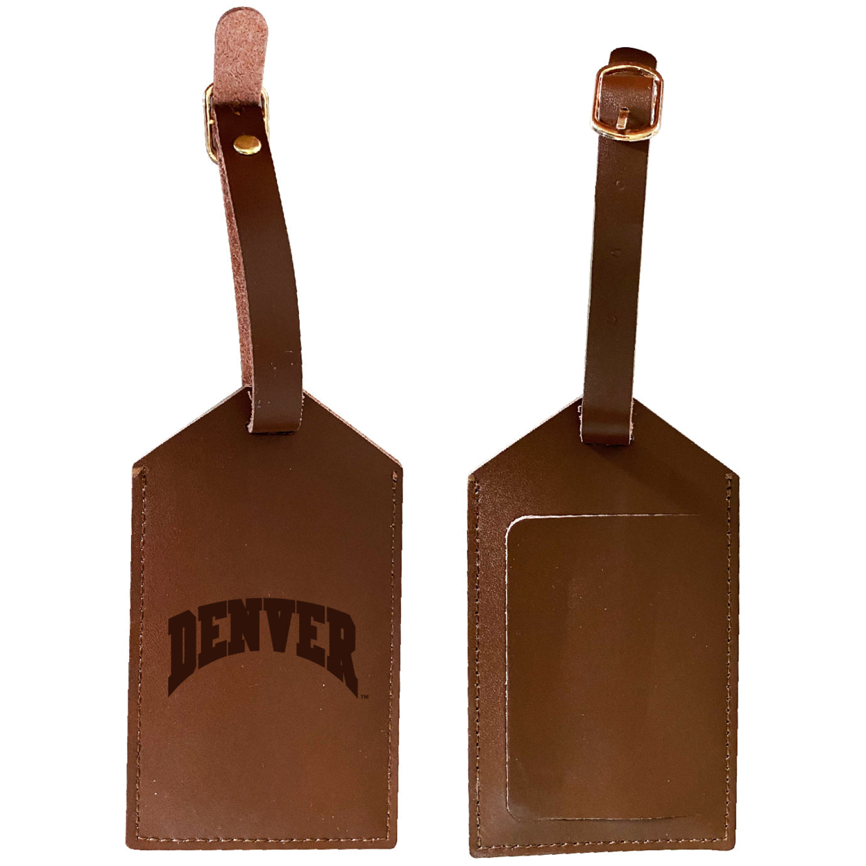 University Of Denver Pioneers Leather Luggage Tag Engraved