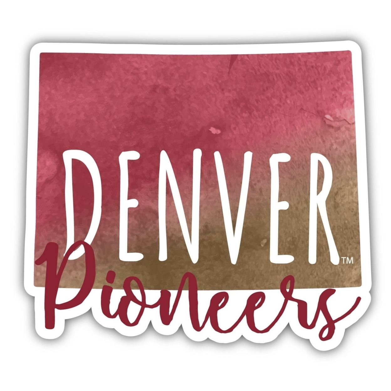 University Of Denver Pioneers Watercolor State Die Cut Decal 4-Inch