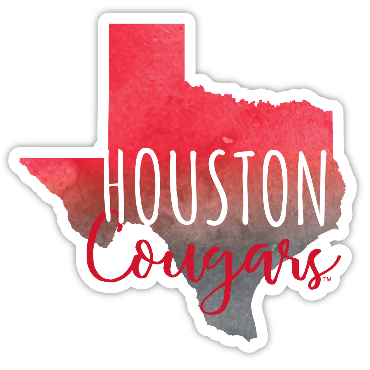 University Of Houston Watercolor State Die Cut Decal 2-Inch