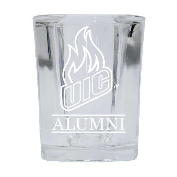 University Of Illinois At Chicago Alumni Etched Square Shot Glass